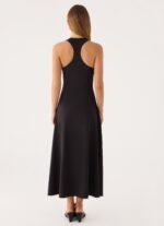 Kyrra Asymmetrical Midi Dress - Black - Image 3