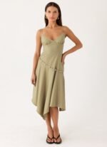 Lazure Midi Dress - Pale Olive - Image 5
