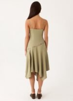 Lazure Midi Dress - Pale Olive - Image 4