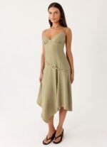 Lazure Midi Dress - Pale Olive - Image 7