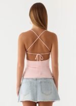Leon Distressed Denim Mini Skirt - Light Blue Wash - Image 3