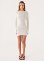 Levara Knit Low Back Mini Dress - White - Image 5