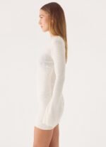 Levara Knit Low Back Mini Dress - White - Image 4