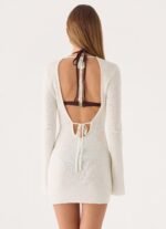 Levara Knit Low Back Mini Dress - White - Image 3