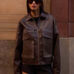 Lula Faux Leather Bomber Jacket - Chocolate