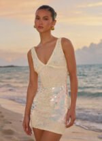 Maral Sequin Mini Dress - Yellow - Image 2