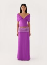 Marista Sequin Maxi Skirt - Purple - Image 3