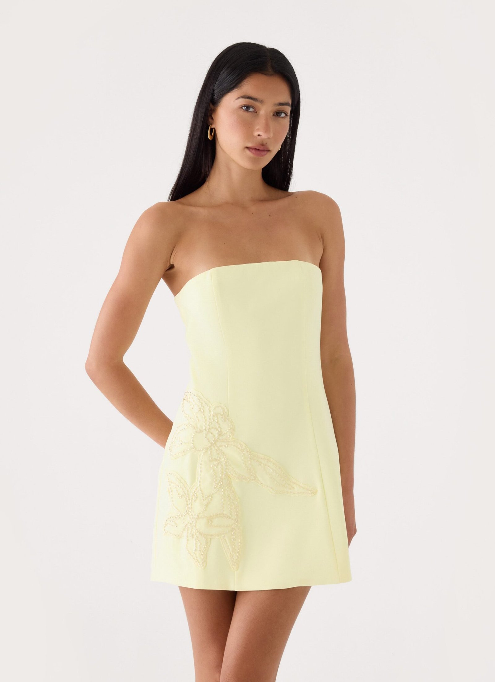 MartaStraplessMiniDressYellow5.jpg Marta Strapless Mini Dress - Yellow - Image 1