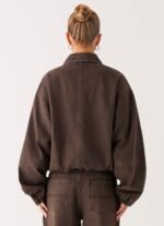 Midwest Washed Denim Bomber Jacket - Light Wash Chocolate - Image 5