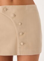 Milae Suede Micro Mini Skirt - Beige - Image 6