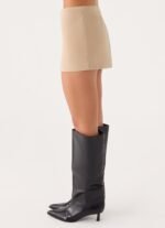 Milae Suede Micro Mini Skirt - Beige - Image 4