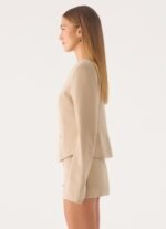 Milae Suede Asymmetrical Jacket - Beige - Image 3