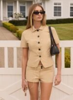 Minna Trench Mini Shorts - Camel - Image 3