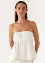 Nathan Denim Top - White - Image 6