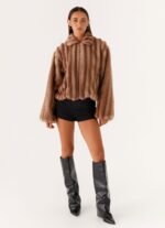 Naylor Faux Fur Jacket - Brown - Image 6