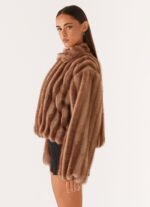 Naylor Faux Fur Jacket - Brown - Image 8