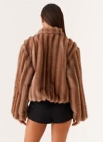 Naylor Faux Fur Jacket - Brown - Image 9