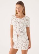 Nyxie Crochet Mini Skirt - White - Image 10
