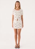Nyxie Crochet Mini Skirt - White - Image 9
