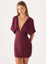 Only For You Mini Dress - Burgundy - Image 2
