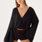 Orelia Long Sleeve Top - Black