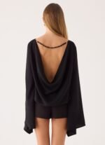Orelia Long Sleeve Top - Black - Image 3