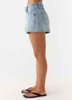 Owen A-Line Denim Shorts - Light Blue Wash - Image 4