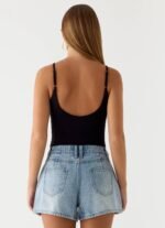Owen A-Line Denim Shorts - Light Blue Wash - Image 5