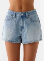 Owen A-Line Denim Shorts - Light Blue Wash - Image 2