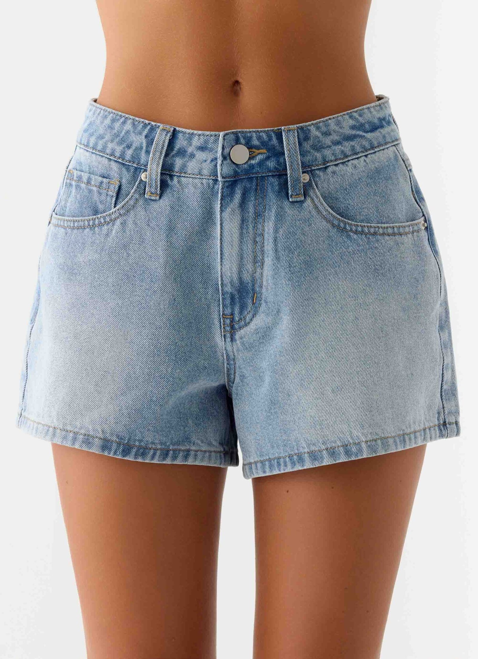 OwenA-LineDenimMiniShortsLightBlueWash5.jpg Owen A-Line Denim Shorts - Light Blue Wash - Image 1