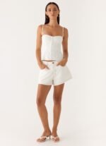 Owen A-Line Denim Shorts - White - Image 4