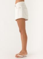 Owen A-Line Denim Shorts - White - Image 5