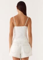 Owen A-Line Denim Shorts - White - Image 3