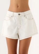 Owen A-Line Denim Shorts - White
