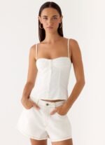 Owen A-Line Denim Shorts - White - Image 6