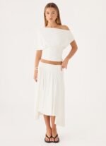 Perrie Asymmetrical Midi Skirt - Cloud Dancer - Image 5