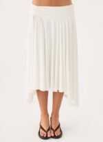 Perrie Asymmetrical Midi Skirt - Cloud Dancer - Image 4