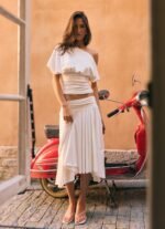 Perrie Asymmetrical Midi Skirt - Cloud Dancer - Image 3