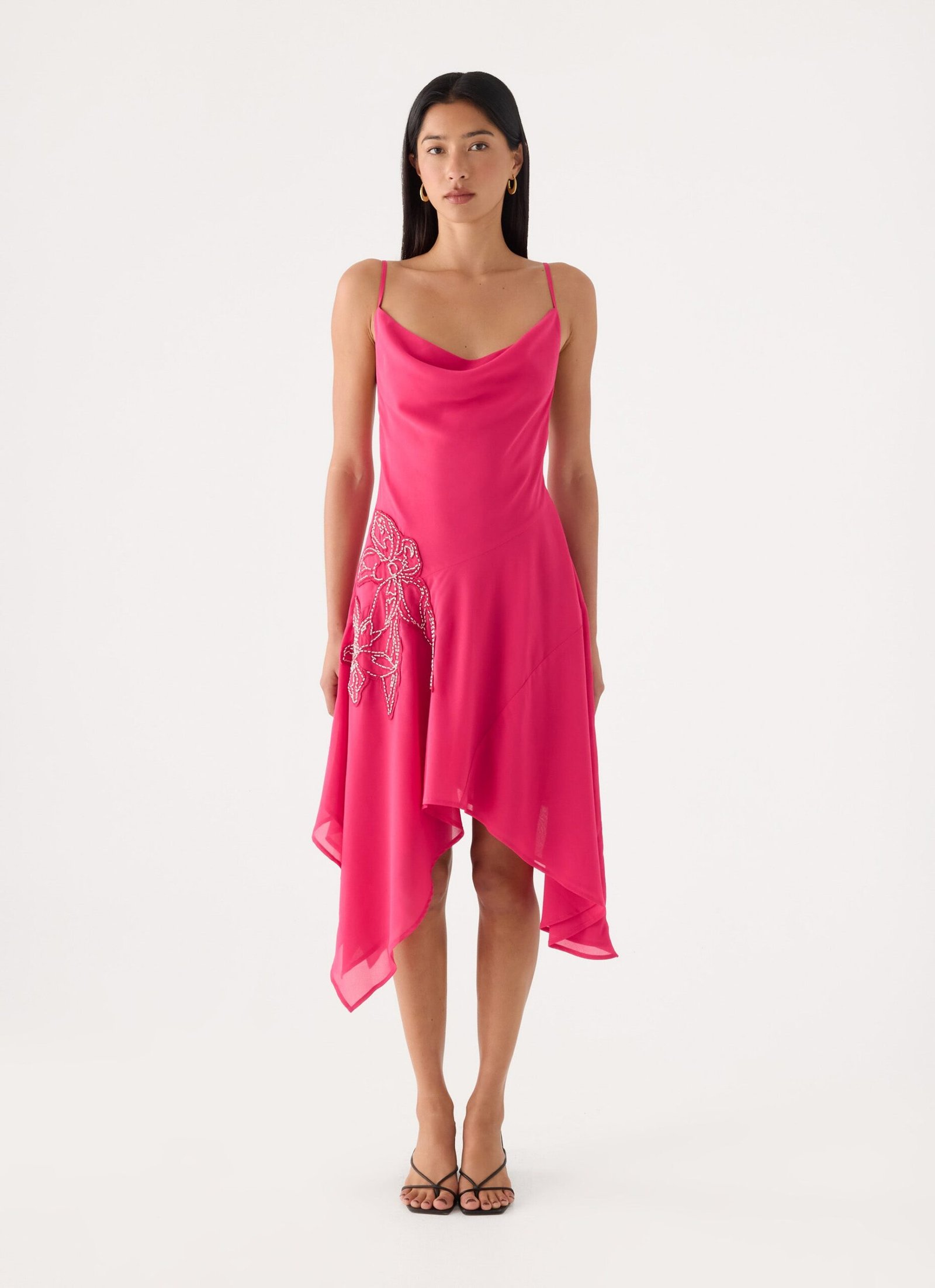 PiramaBeadedMiniDressPink1.jpg Pirama Beaded Midi Dress - Fuchsia - Image 1