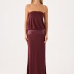 Posine Strapless Maxi Dress - Maroon