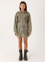 Roman Low Rise Denim Mini Skort - Vintage Tan Wash - Image 9