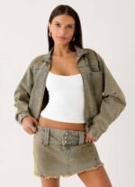 Roman Low Rise Denim Mini Skort - Vintage Tan Wash - Image 3