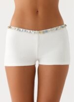 Rosmunda Beaded Mini Shorts - White - Image 4