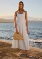 Sarrah Halter Midi Dress - Blue - Image 2