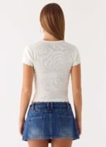 Sebastian Low Rise Denim Mini Skort - Blue Wash - Image 4