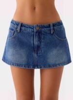 Sebastian Low Rise Denim Mini Skort - Blue Wash - Image 2