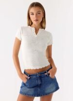 Sebastian Low Rise Denim Mini Skort - Blue Wash - Image 7