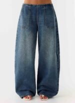 Seethal Low Rise Washed Denim Jeans - Mid Wash Blue - Image 2