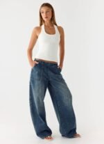 Seethal Low Rise Washed Denim Jeans - Mid Wash Blue - Image 7