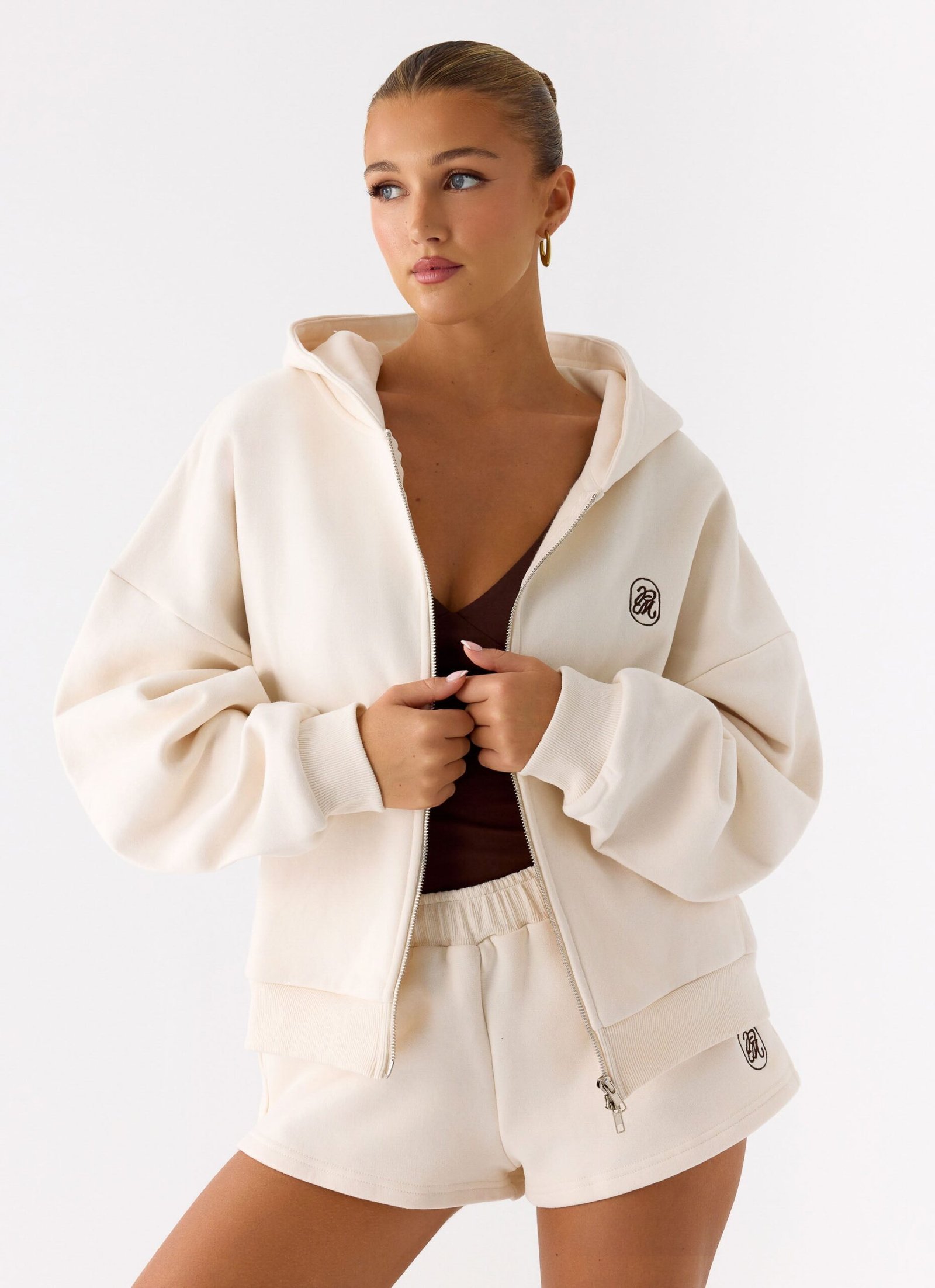 SignatureDoubleZipUpHoodie-Cream23885_1edcb9c3-fd58-4f7d-ae0c-7aa416d651a2.jpg Signature Double Zip Up Hoodie - Cream - Image 1